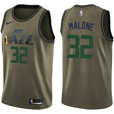 Nike Utah Jazz #32 Karl Malone Green Salute to Service Youth NBA Swingman Jersey
